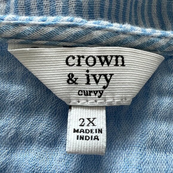 crown & ivy Light Blue Blouse with White Detailing - Picture 6 of 8